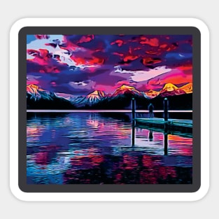 Magical Sky under Mountains ad Lake Sticker